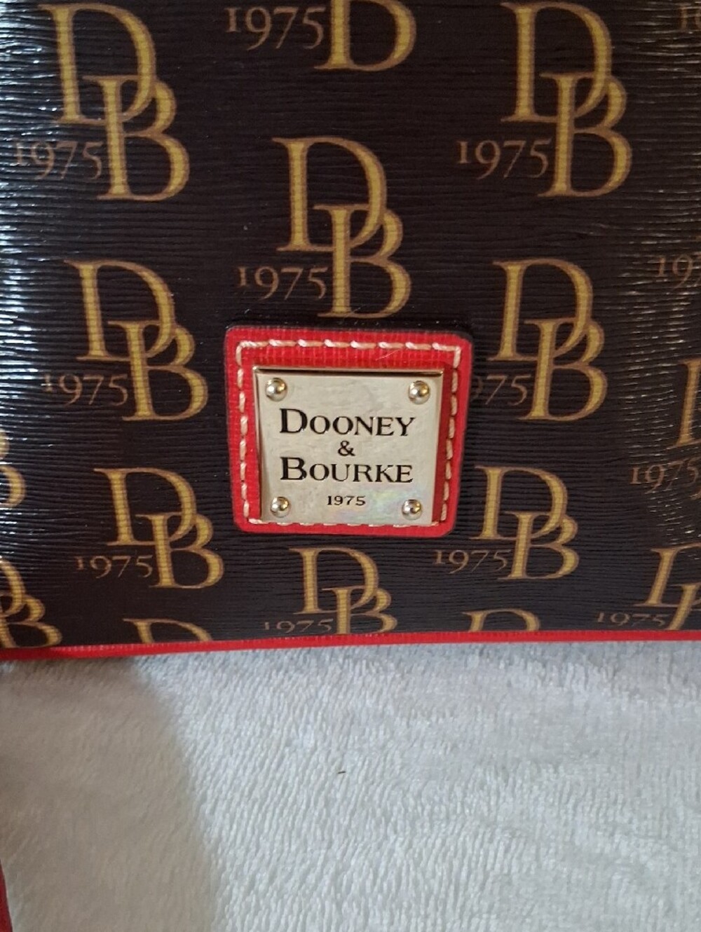 Dooney & Bourke Brown Signature Crossbody with Red Accents - Picture 2 of 6